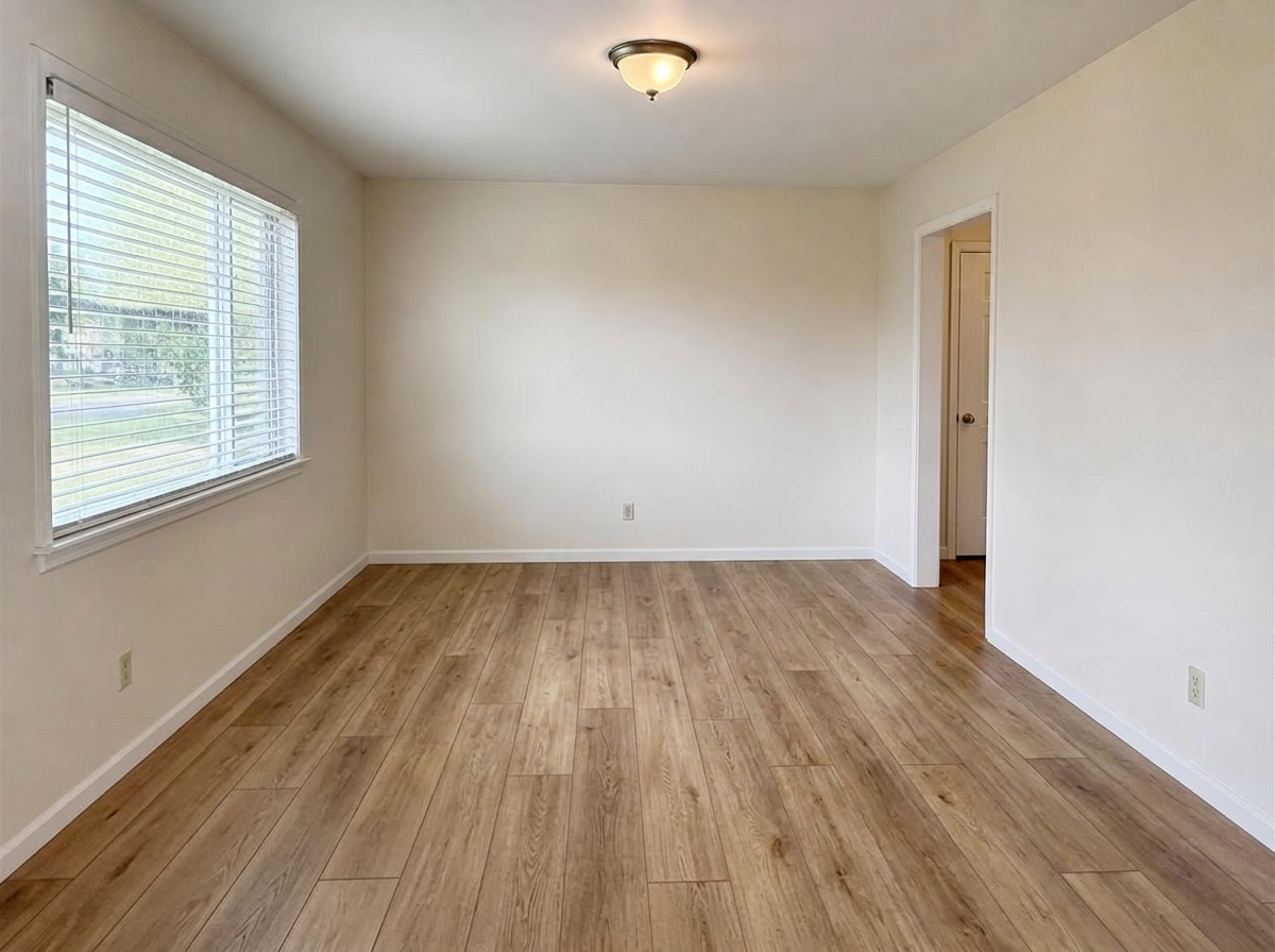 Same uploaded room rendered with Luxury vinyl plank